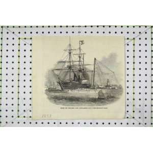   1853 Ship Sheers Repairing Quay Southampton Dock Print