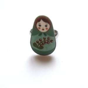   : Sour Cherry Silver plated base Nested Russian Doll Ring 2: Jewelry