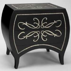 Handmade Cabinet in Black With Soft Silver Leaf