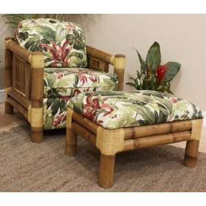  Upholstered Bamboo Lounge Chair w/ Cushions by Hospitality 