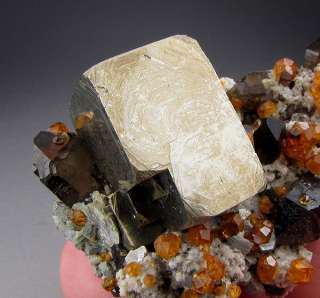 Pyrite, Spessartine Garnet, and Smokey Quartz, Fujian, China  