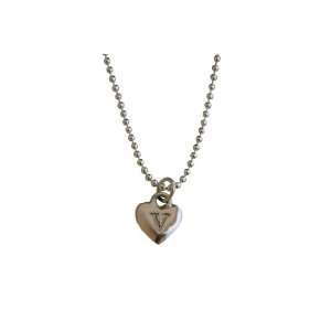   Sterling Silver Heart Initial Charm Letter E Hand Stamped Jewelry