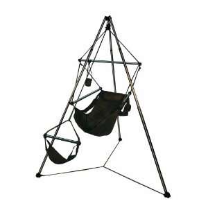   Chair & Portable Tripod Stand, Black Aluminum Patio, Lawn & Garden