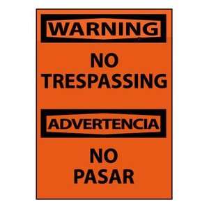  Bilingual Aluminum Sign   Warning No Trespassing 