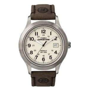 TIMEX EXPEDITION METAL FIELD FULL SIZE WATCH SILVER/BROWN:  
