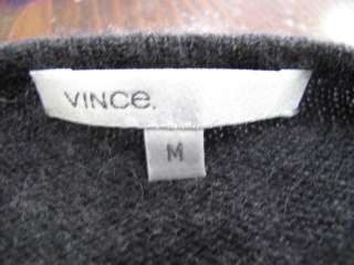 Vince Dark Gray Cashmere Long Sleeve V Neck Babydoll Sweater M  