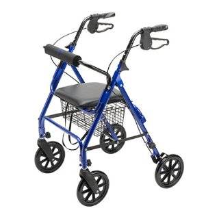 Hugo Portable Rolling Walker with Seat, Backrest and 8 Inch Wheels 