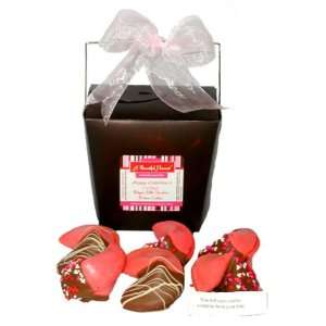 Belgian Milk Chocolate Dipped Valentines Fortune Cookies In Brown 