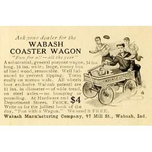 com 1906 Ad Wabash Manufacturing Co Coaster Wagon Children Toy Wabash 