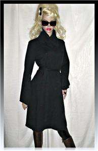 BLACK cotton Knit High COLLAR Slouchy COWL Turtleneck SWEATER Dress w 