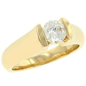  Half Bezel Set Solitaire Engagement Ring (cz ctr): Jewelry