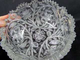 Antique Brilliant Intaglio Cut Glass Bowl by Tuthill, Great Engraved 