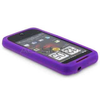 PURPLE SILICONE RUBBER SKIN GEL SOFT CASE COVER FOR HTC DROID 