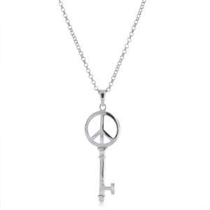    Designer Inspired Sterling Silver Peace Sign Key Pendant: Jewelry