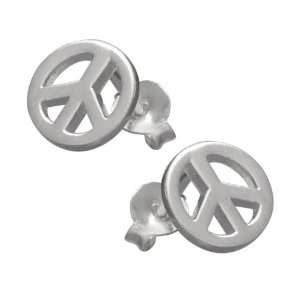   German 925 Sterling Silver Stud Earrings Peace Love matte OPZ: Jewelry