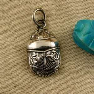  Egyptian Silver Pendant / Charm Scarab with Engraved 
