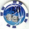11.5 gram Pro Dice poker chips roll of 25   White 1  