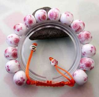 Hand Painted Flower Chinese Porcelain Beads Bracelet  