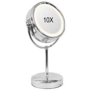  Fluorescent Lighted Pedestal 10X to 1X Make Up Mirror in 
