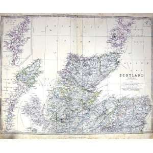   Map C1860 Scotland Orkney Shetland Edinburgh Glasgow