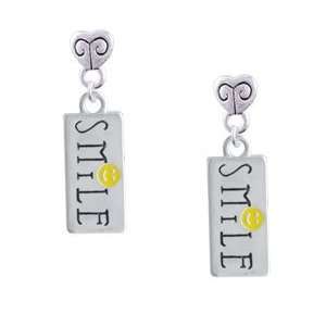 Smile with Smiley Face Rectangle   Silver Plated Mini Heart 
