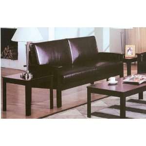   Style Espresso Leatherette Sofa w/Wood Frame