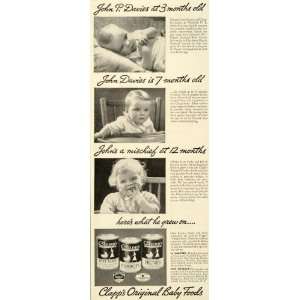  1937 Ad Clapps Baby Food Cans John P. Davies Johnny 