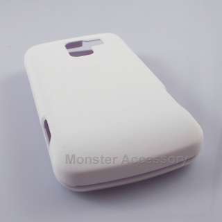 White Rubberized Hard Case Snap On Cover For LG Optimus Slider  