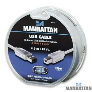  Manhattan, 15 ft. Hi Speed USB 2.0 A/Male to B/Male Cable 