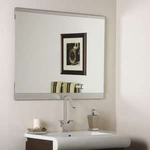   Metal Rectangular Frameless Wall Mirror:  Home & Kitchen