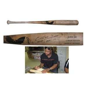    Carlos Santana Autographed Game Used Bat: Sports & Outdoors