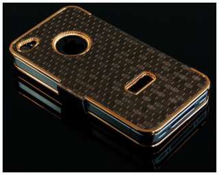 Deluxe Book Leather Diamond Chrome Hard Case Cover F iPhone 4 4S 4G 
