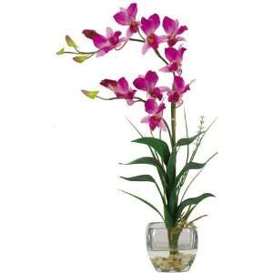 Purple Dendrobium w/Glass Vase Silk Flower Arrangement:  