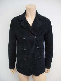John Varvatos Navy Blue Suede Double Breasted Fitted Jacket 48  
