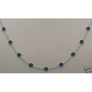  14K White Gold Sapphire Necklace 18 New 