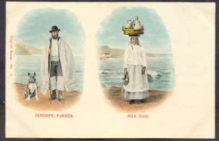 Spain Postcard Tenerife, Farmer & Milk Maid Seller 1900. Very Nice. L 