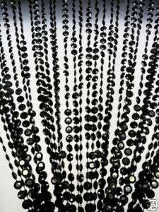 ft Flat BLACK New Faux CRYSTAL Beaded CURTAIN Decoration  