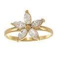 14k Gold over Silver Clear Cubic Zirconia Flower Baby Ring 