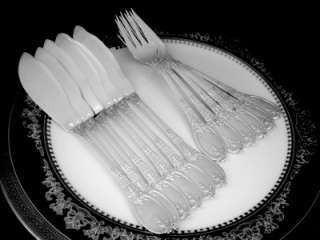 Superb French Silverplate Fish Set 12 pc Empire pattern  