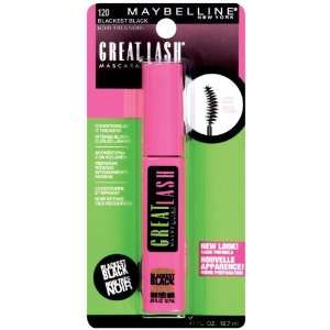 Maybelline New York Great Lash Mascara, Curved Brush, Blackest Black 