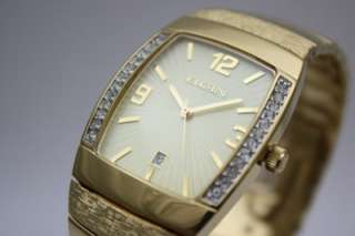 New Elgin Men Steel Gold Dress Watch Date FG354  