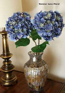 Greysh Blue Large Hydrangea silk wedding flowers  