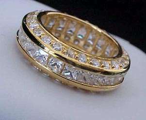   ROW Pave & Channel ETERNITY Band Gold over Sterling RING Sz5  