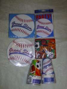 Baseball Softball Plates Cups Napkins Bag NEW  