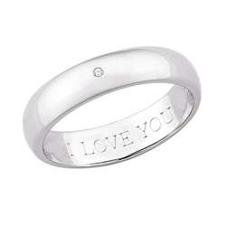 Sterling Silver Diamond Accent I Love You Engraved Band   