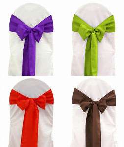 150 Pack of Polyester Chair Cover Sash Bows   23 Colors  