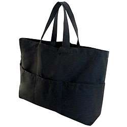 Twill Multi pocket Black Tote Bag  Overstock