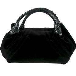 Fendi Black Velvet Fur Ruffle Spy Bag  