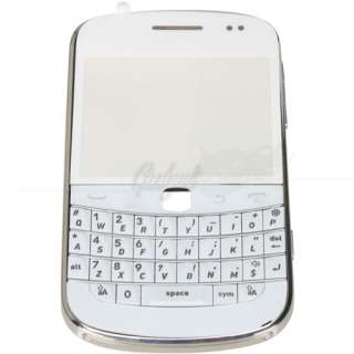 Full Housing cover case for BlackBerry Bold 9900 White with Silver 