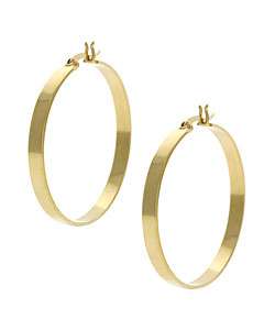 18k Gold over Sterling Silver Large Hoop Earrings  Overstock